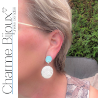 Clip oorbellen opaal streep 4.5 cm