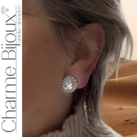 Clip oorbellen ovaal zilverkleur vol kunststof 2 cm