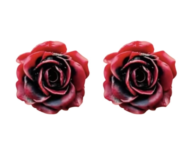 Klem oorringen Roos Bordeauxrood 9 mm