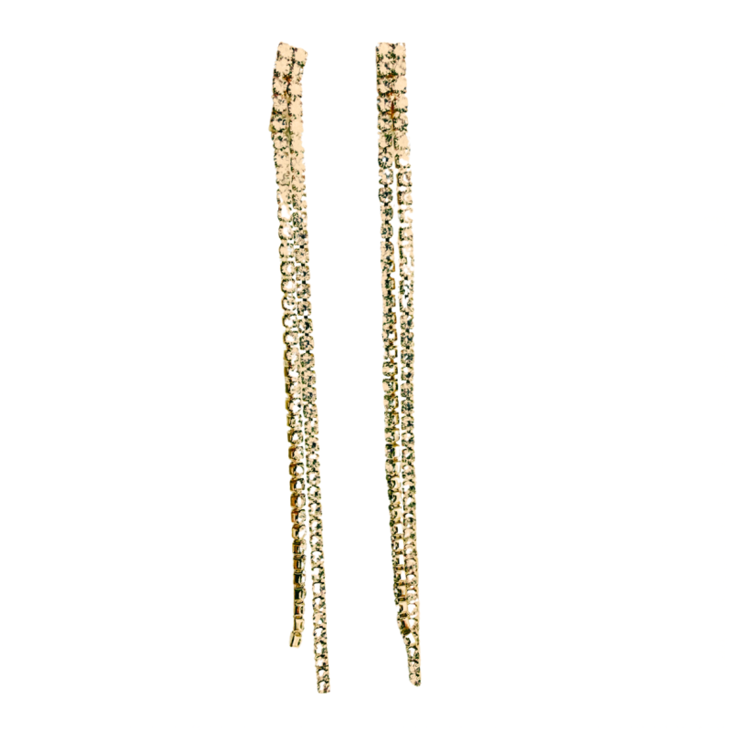 Klem oorbellen Strass goudkleur 9 cm