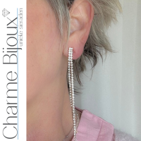 Klem oorbellen strass zilverkleur 9 cm