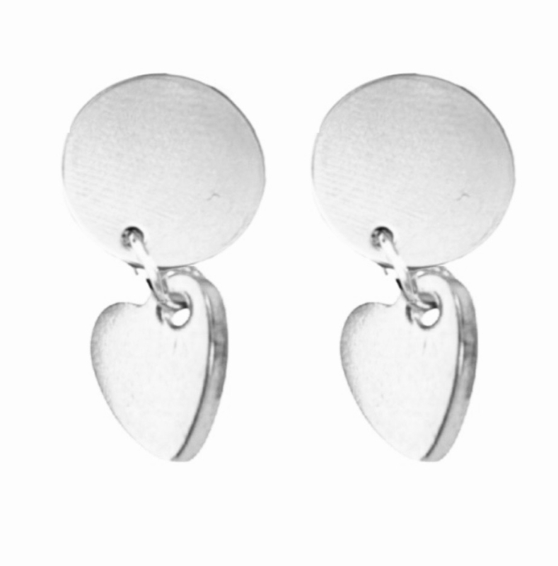 Magneet oorbellen Hart Zilverkleur lang 2.5 cm