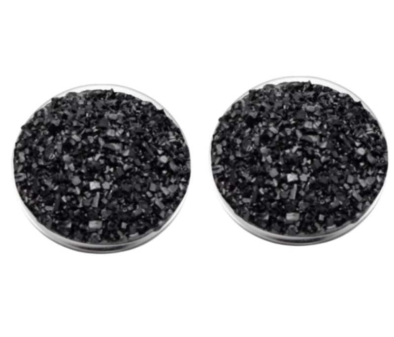 Clip oorbellen Lovata zwart zilverrand 3 cm