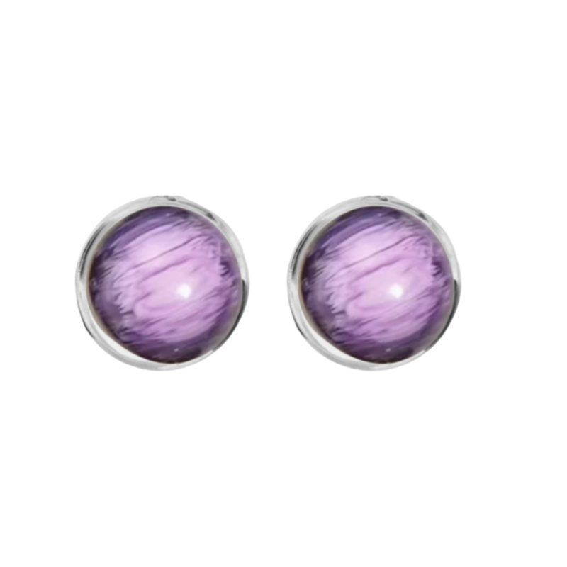 Magneet oorbellen Zanelli  Paars zilverrand 13.5 mm