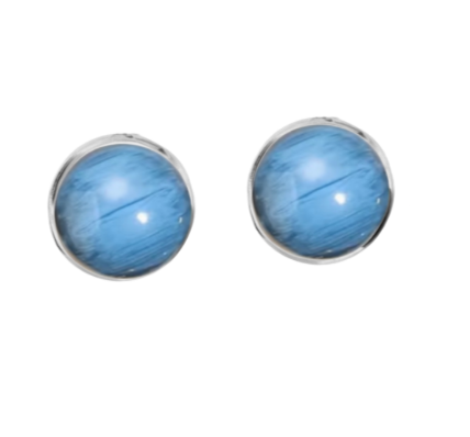 Magneet oorbellen Zanelli blauw zilverrand 13.5 mm