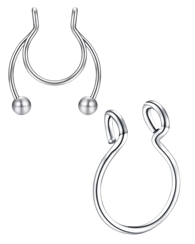 2 stuks Fake neus sieraad zilverkleur 2 stuks Fake neus sieraad zilverkleur