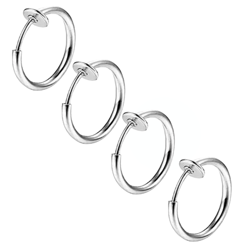 4 stuks klem oorringen zilverkleur 12 mm