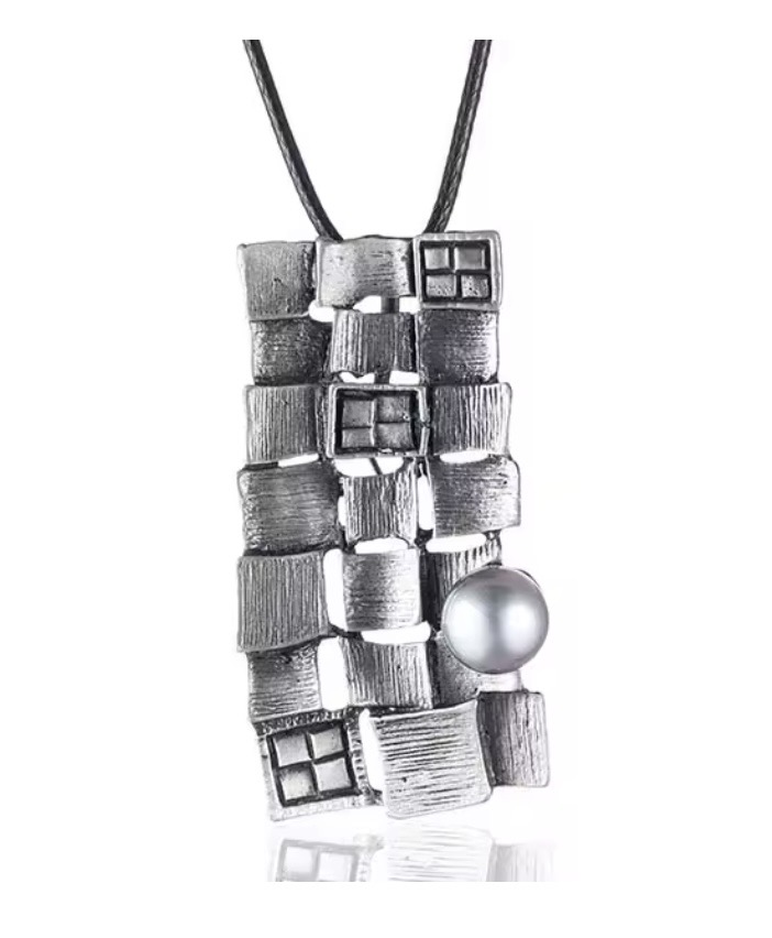 Ketting metaal grijs parel