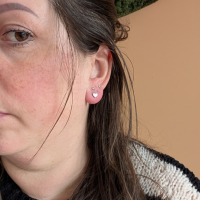 Oorbellen schroef RVS Dubbel hart zilver 6 mm