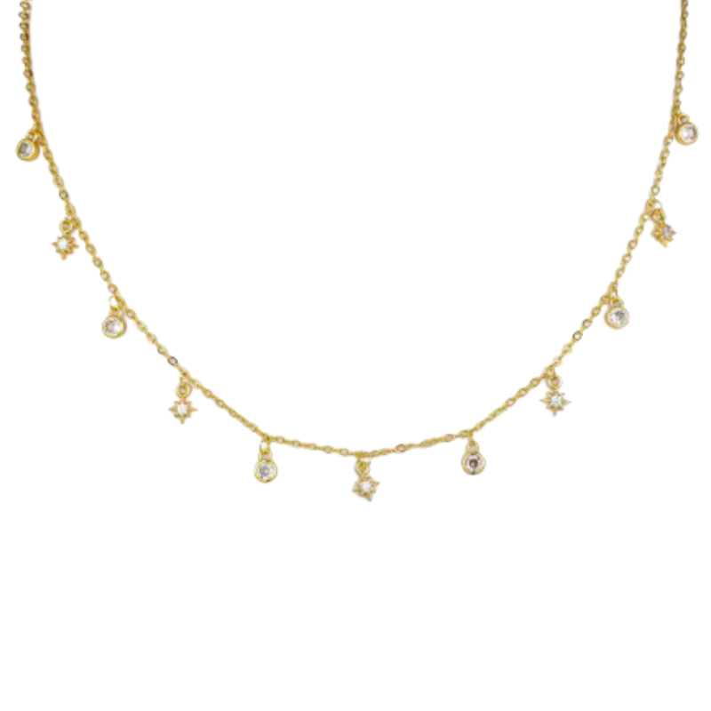 Ketting star en shine goudkleurig rvs 40+5cm