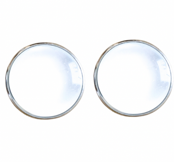 Clip oorbellen wit zilverrand 2.5 cm
