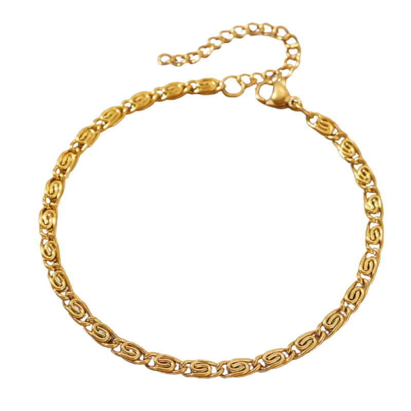 Armband RVS swirl goudkleurig 17+5cm