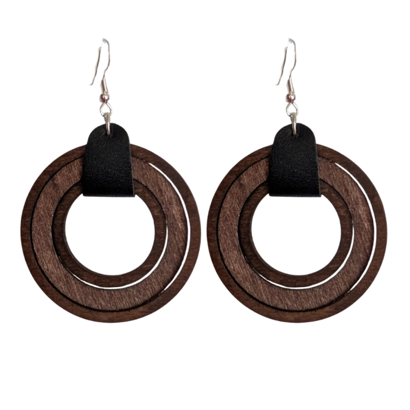 Zilveren Oorbellen Ebony Hout 6,5 cm Zilveren Oorbellen Ebony Hout 6,5 cm