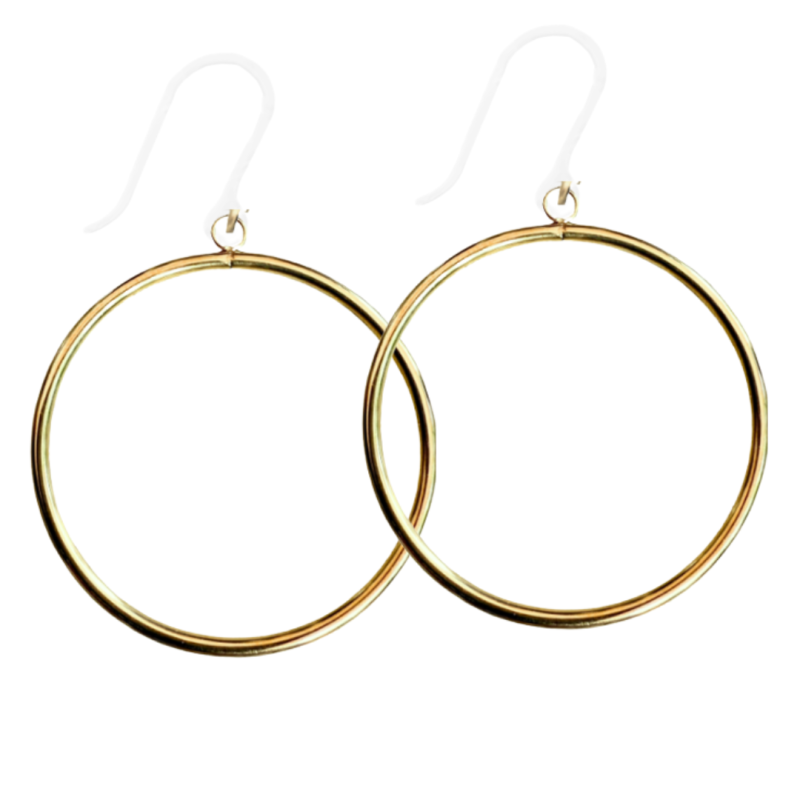 Allergievrije oorringen goudkleur 7.5 cm