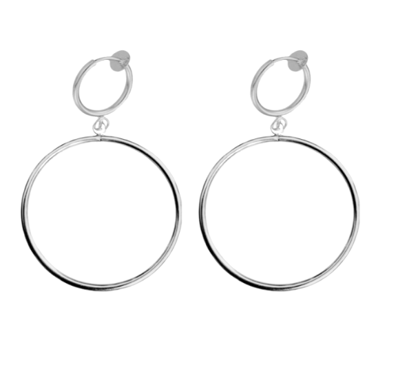 Klem oorringen  zilverkleur 5.5 cm