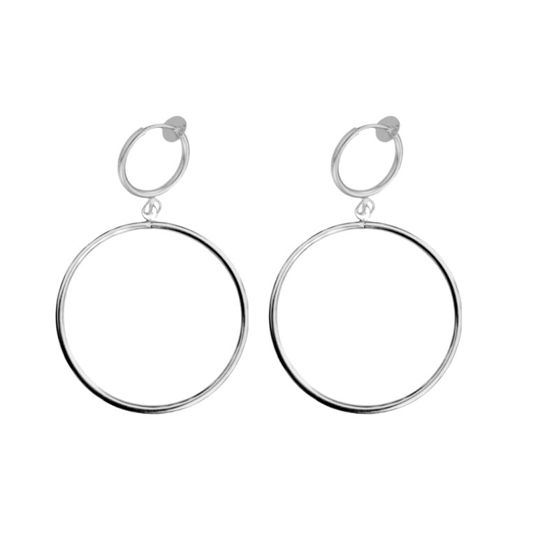 Klem oorringen  zilverkleur 5.5 cm