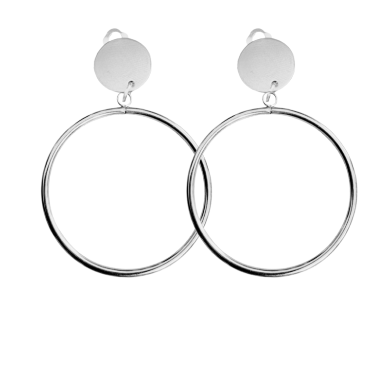 Clip glad oorringen zilverkleur  5.5 cm