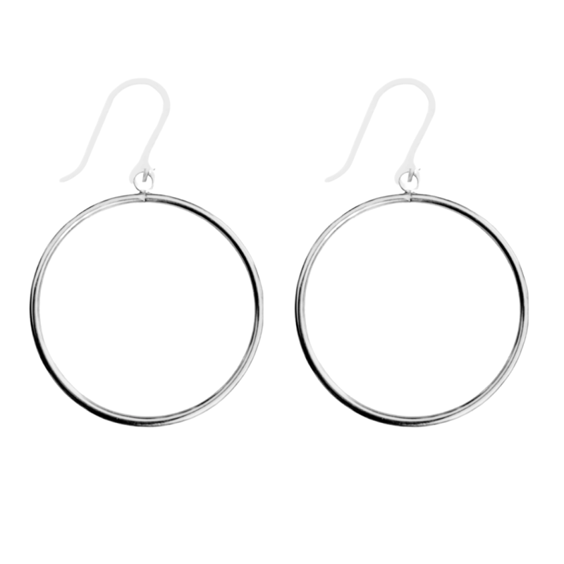 Allergievrij Oorringen zilverkleur 6.5 cm