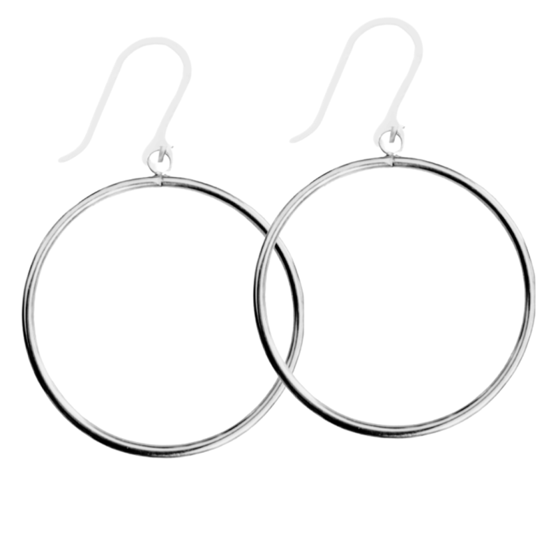 Allergievrij Oorringen zilverkleur 7.5 cm
