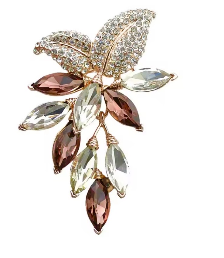 Broche bordeauxrood goudkleur