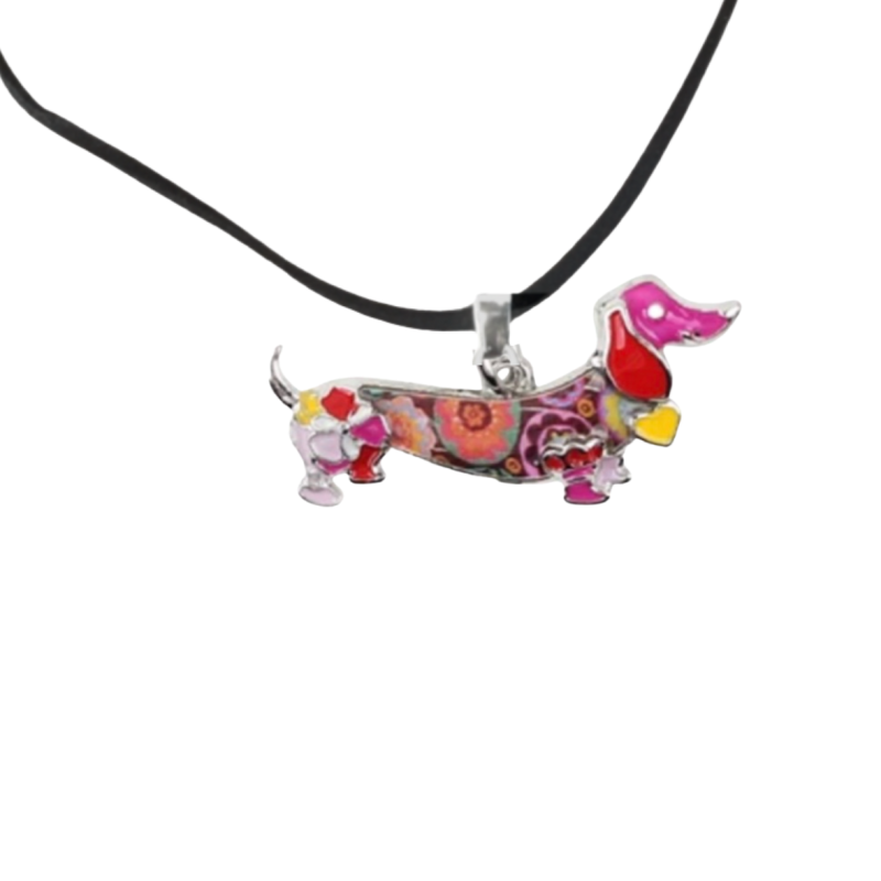Ketting Teckel emaille roze