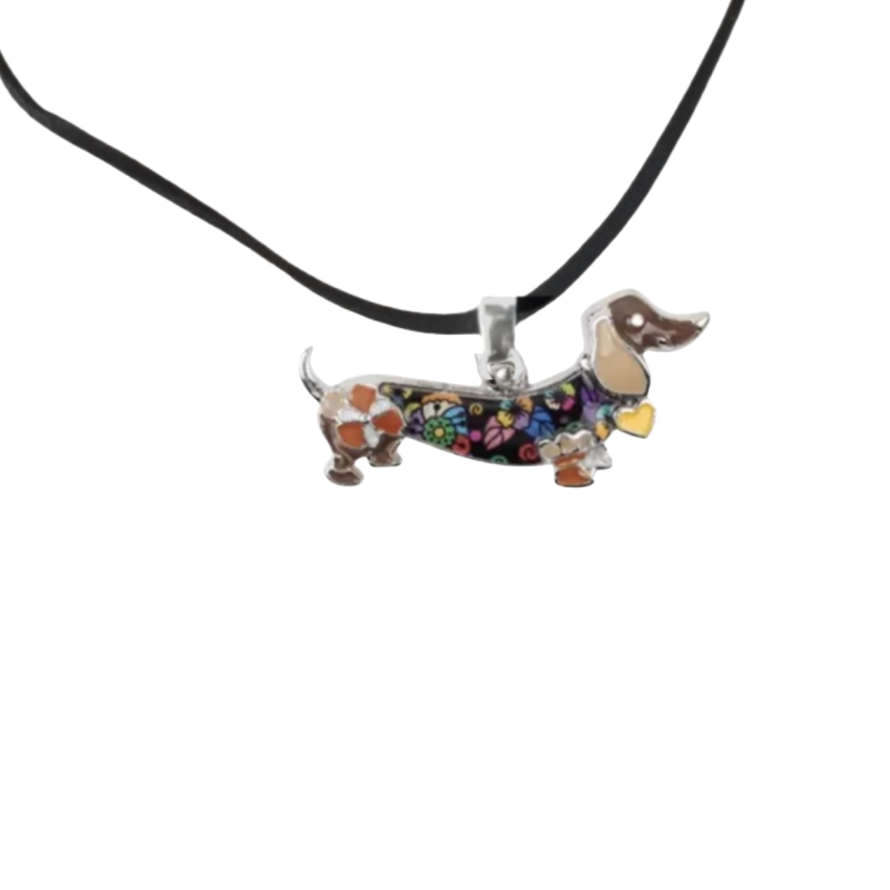 Ketting Teckel emaille bruin