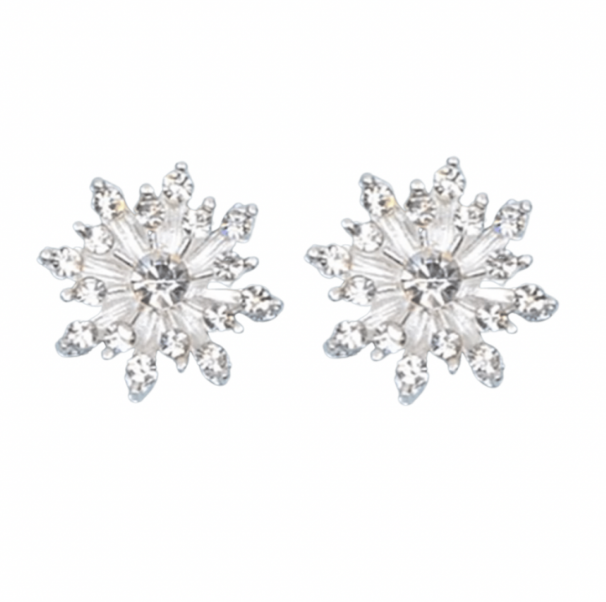 Magneet oorbellen strass Emelia zilverkleur 1.5 cm Magneet oorbellen strass Emelia zilverkleur 1.5 cm