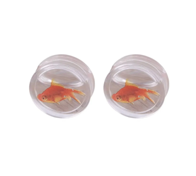 2 Tunnel piercing Goudvisje  Acryl  16 mm