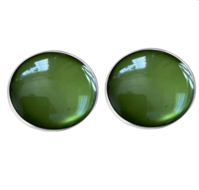 Clip oorbellen Mos groen 2.5 cm