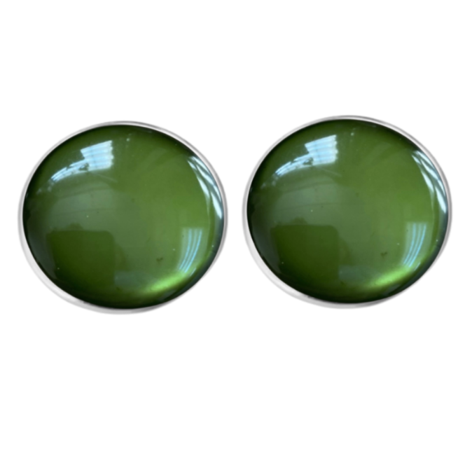 Clip oorbellen Mos groen 2.5 cm Clip oorbellen Mos groen 2.5 cm