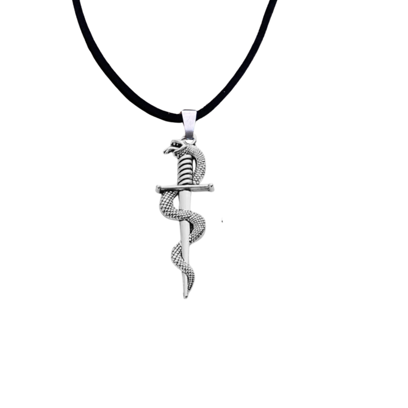 Ketting reptiel zilverkleur slang zwaard