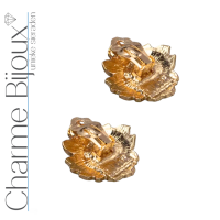 Clip oorbellen Blauwe lelie goudkleurig 3 cm