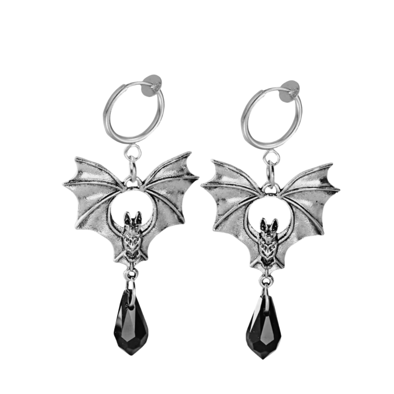 Klem oorbellen Vleermuis zilverkleur 5.5 cm