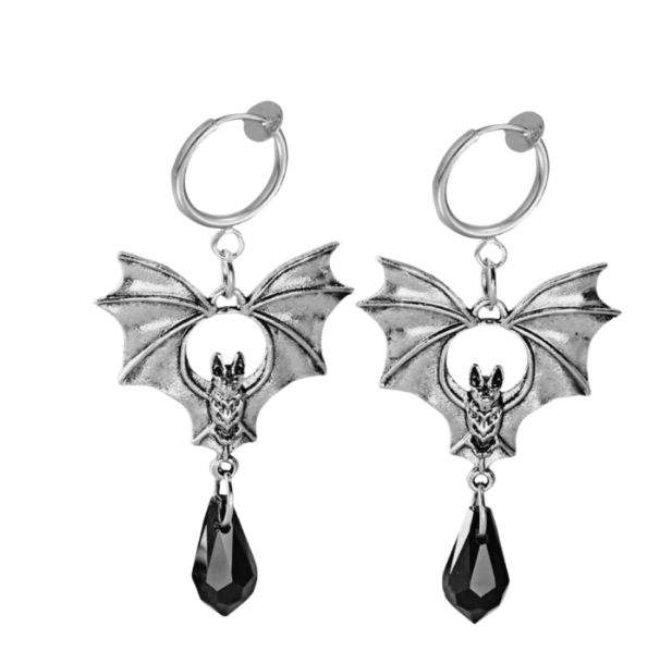 Klem oorbellen Vleermuis zilverkleur 5.5 cm