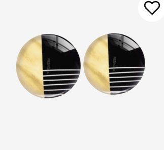 Clip Oorbellen- 2 cm- Goudkleurig met Zwart- zilverrand Clip Oorbellen- 2 cm- Goudkleurig met Zwart- zilverrand