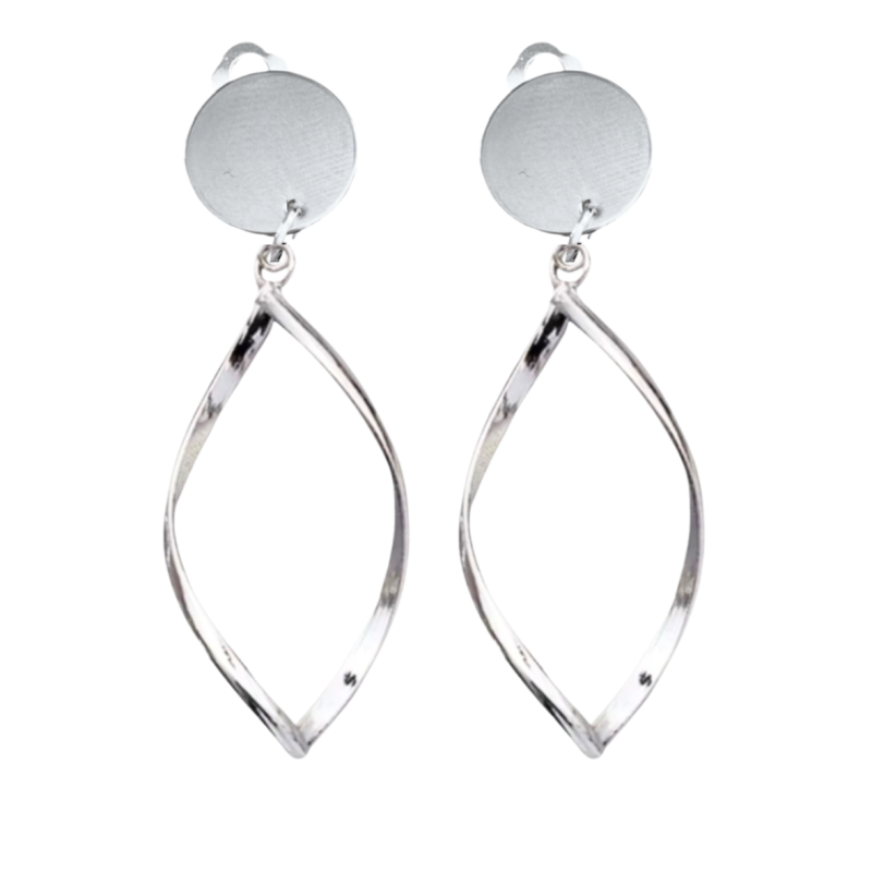 Clip oorbellen Single Twist zilverkleur 5.5 cm