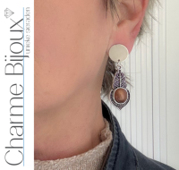 Clip oorbellen Enza zilverkleur Tibetaans Bruin 5 cm