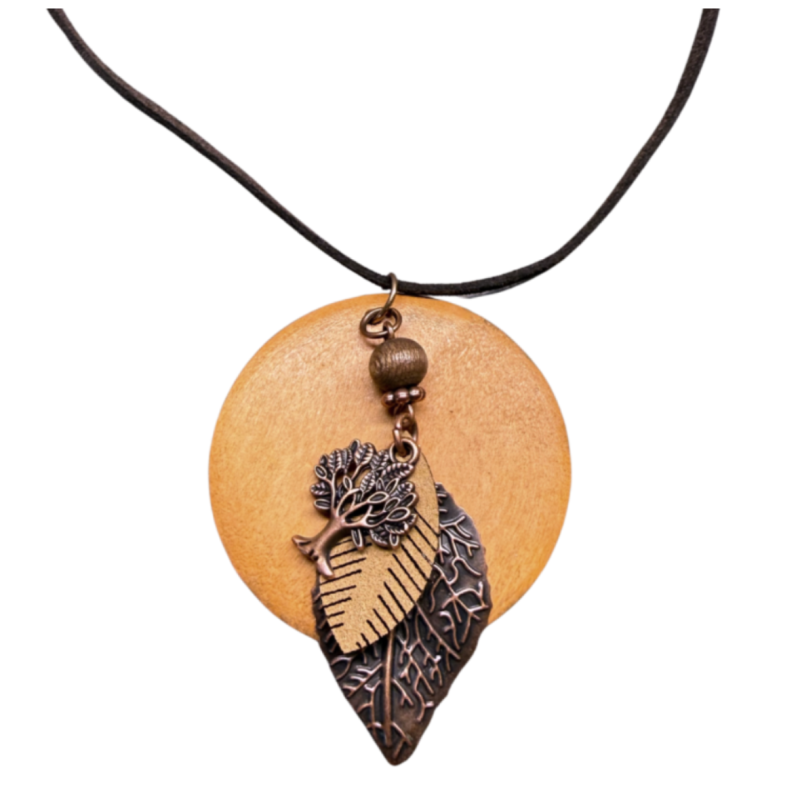 Ketting Bruin hout boomblad verstelbaar