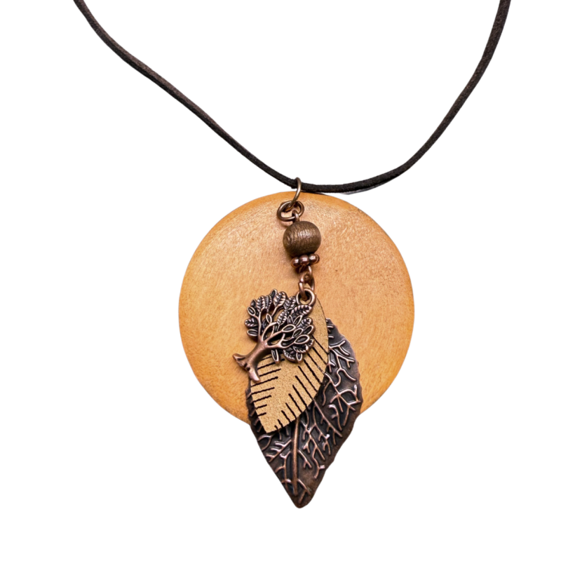 Ketting Bruin hout boomblad verstelbaar