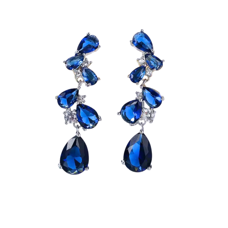 Oorbellen Royal Blauw zilverkleur 3 cm