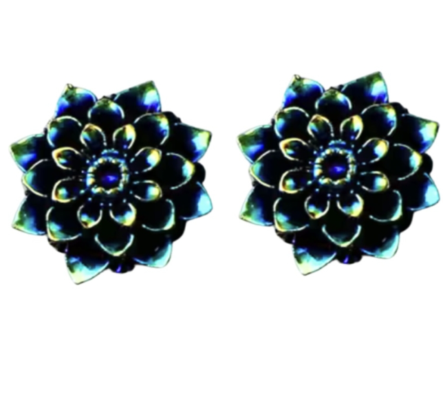 Clip oorbellen Vol kunststof bloem olie 2 cm