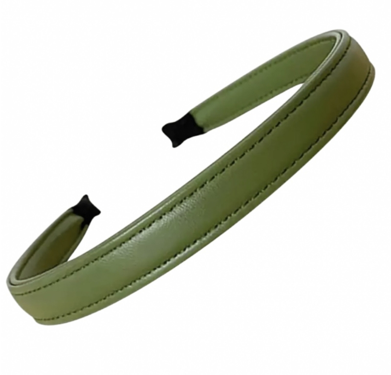 Haarband Leer Groen 1.5 cm