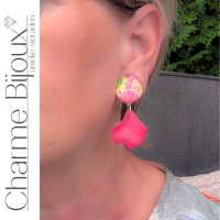 Clip oorbellen Citrus roze