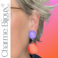 Clip oorbellen Color Blocking Oranje Paars