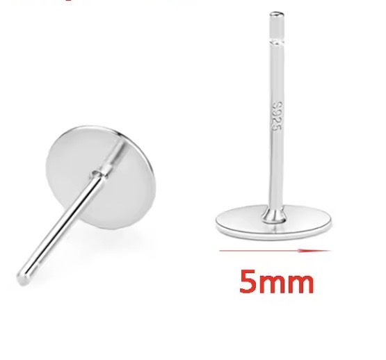 4 Oorbel stekers zilver 5 mm