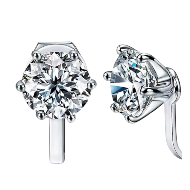 Clip oorbellen luxe zirkonia kroon zilverkleur
