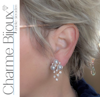 Clip oorbellen goudkleurig parel strass 3 cm