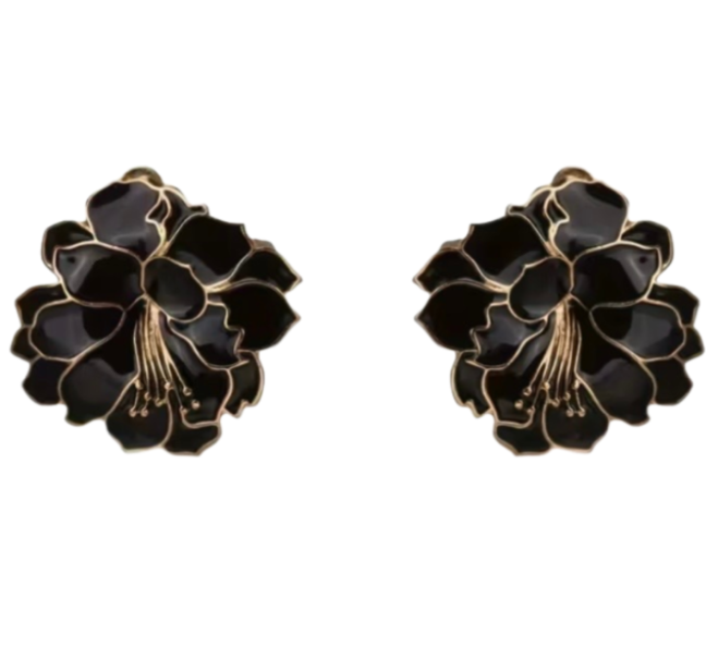 Clip oorbellen Zwarte lelie goudkleurig 3 cm