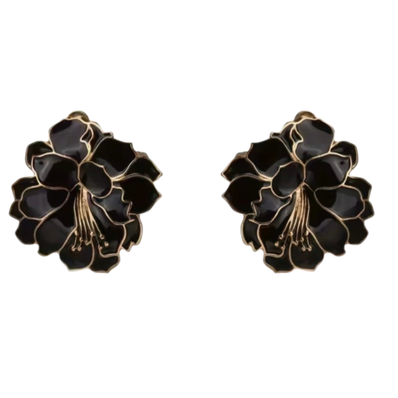 Clip oorbellen Zwarte lelie goudkleurig 3 cm