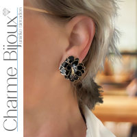 Clip oorbellen Zwarte lelie goudkleurig 3 cm